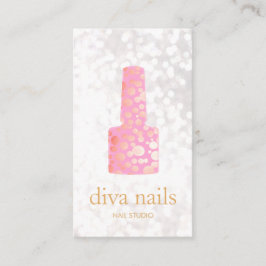 Nail Salon Pink Gold Polnischer Flaschenmanikurist Visitenkarte