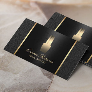 Nail Salon Polish Makeup Artist Elegantes Leder Visitenkarte
