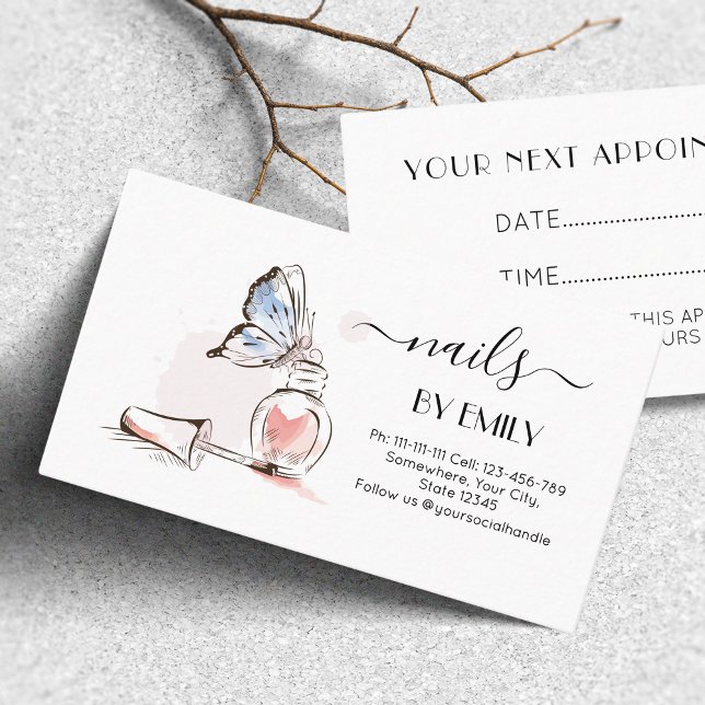 Nail Salon Polnische Flasche Sketch Rosa Rosa Terminkarte (Von Creator hochgeladen)