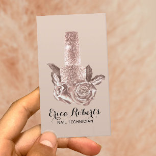 Nail Salon Polnische Rose Gold Floral Manikurin Visitenkarte