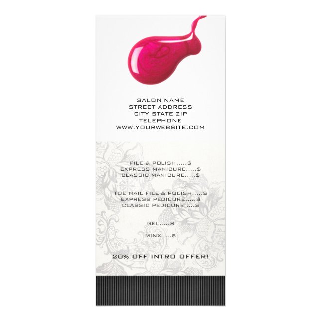 Nail Salon Price List Rack Cards Werbekarte (Vorne)