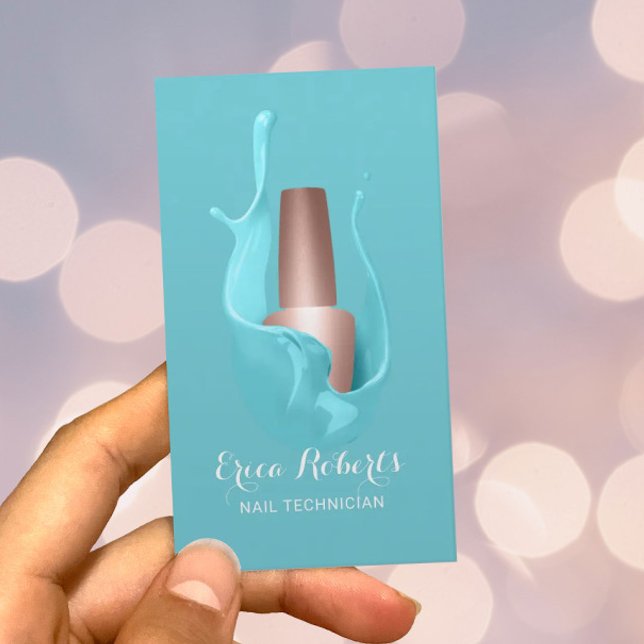 Nail Salon Rose Gold Polnisch Türkisbrocken Visitenkarte (Von Creator hochgeladen)