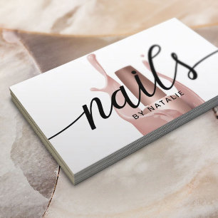 Nail Salon Rose Gold Polnischer Flaschenmanikurist Visitenkarte