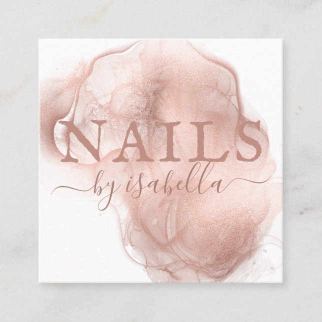 Nail Salon Rose Gold Quadratische Visitenkarte (Vorderseite)