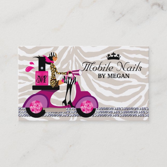 Nail Salon Scooter Girl Fashion Business Card Visitenkarte (Vorderseite)