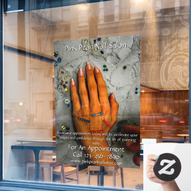 Nail Salon Set Nails Business 2 Fensteraufkleber (Café-Fenster)