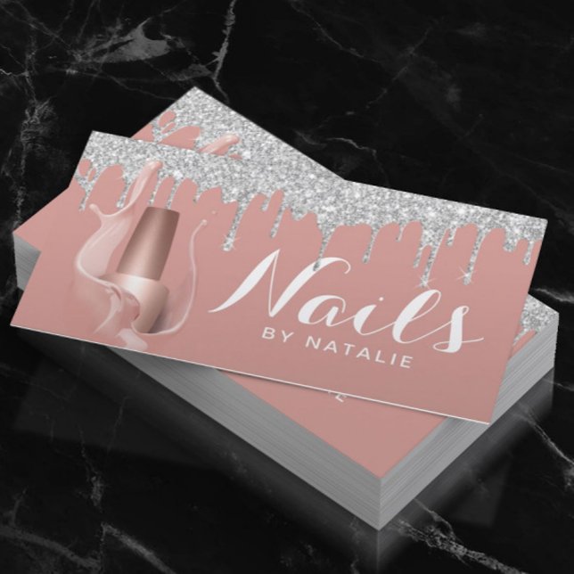 Nail Salon Silver Tropfens Rose Gold Manikurin Visitenkarte (Von Creator hochgeladen)