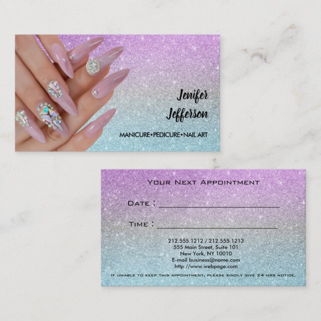 Nail Salon Termin Business Card Treuekarte (Vorne/Hinten)