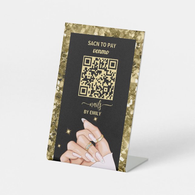 Nail Salon Venmo QR Code Zahlung | Zur Bezahlung s Sockelschild (Vorderseite)