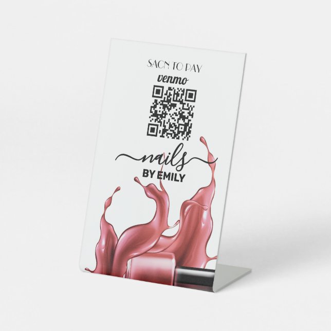 Nail Salon Venmo QR Code Zahlung | Zur Bezahlung s Sockelschild (Vorderseite)
