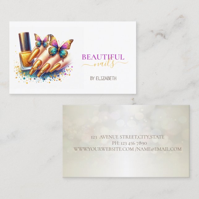 Nail Salon Woman Hand Nails Visitenkarte (Vorne/Hinten)