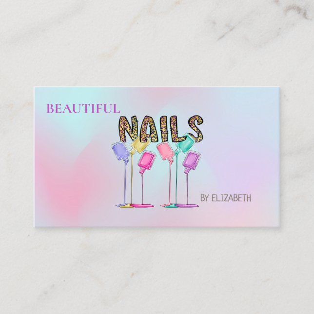 Nail Salon Woman Nail Polnisch Holographisch Visitenkarte (Vorderseite)