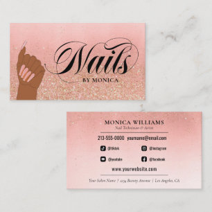 Nail Shop Manicure Tech Peach Gold Glam Glitzer Visitenkarte