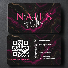 Nail Specialist Artist  QR Code Pink Black Visitenkarte