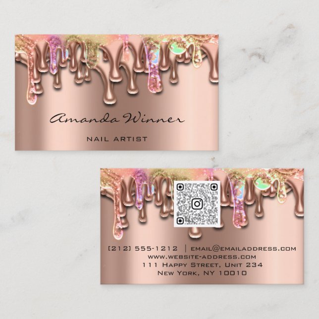 Nail Studio Tropfen Rose QR Logo Wax Body Epilatio Visitenkarte (Vorne/Hinten)