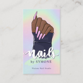 Nail Tech Artist Beauty Salon Pastel Holographic B Visitenkarte