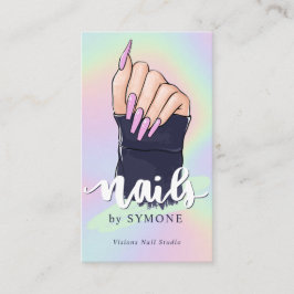 Nail Tech Artist Beauty Salon Pastel Holographic Visitenkarte