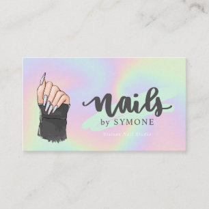 Nail Tech Beauty Salon Pastel Neon Holographic Bus Visitenkarte