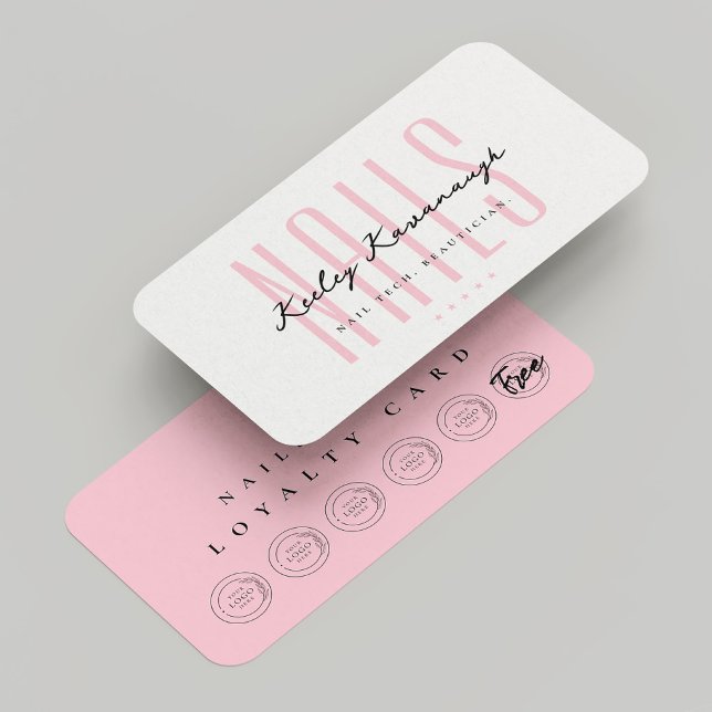 Nail Tech Beauty Salon Pink Punch Loyalty Card Visitenkarte (Nail Tech Beauty Salon Pink Punch Loyalty Card
)