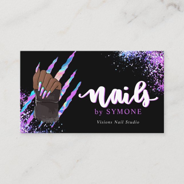Nail Tech Bold Holographic Your Logo Carte de visi (Devant)