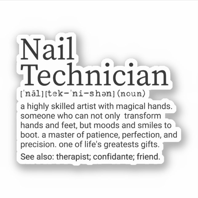 Nail Tech Definition, Nageltechnikgeschenke Aufkleber (Vorderseite)
