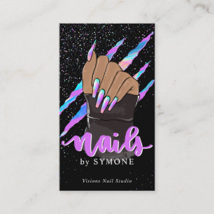 Nail Tech Holographic Claw Scratch Nail Shop Logo Visitenkarte