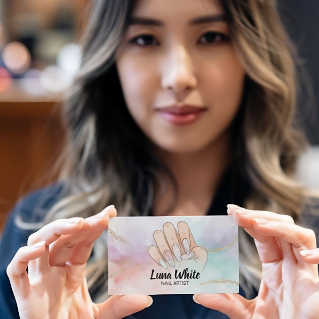 Nail Tech Manicure Watercolor Visitenkarte (Nail Tech Business Card)