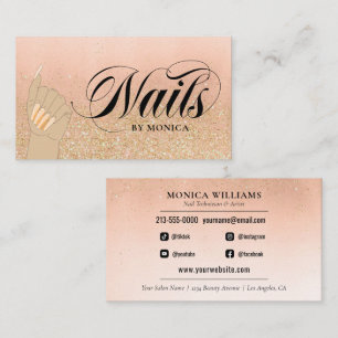 Nail Tech Manicurist Golden Glam Salon Business Visitenkarte
