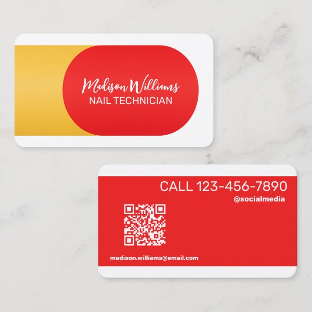 Nail Tech mit Click auf Chat QR Visitenkarte (Vorne/Hinten)