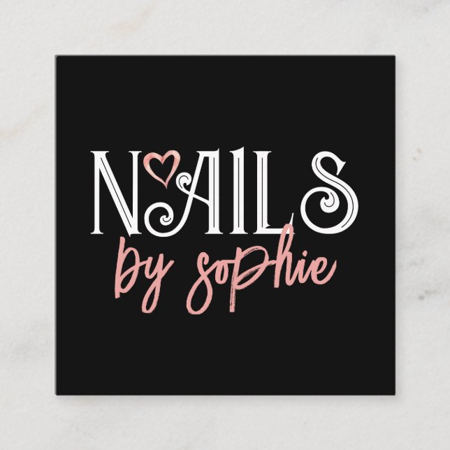 Nail Tech Nail Art Black Quadratische Visitenkarte (Vorderseite)