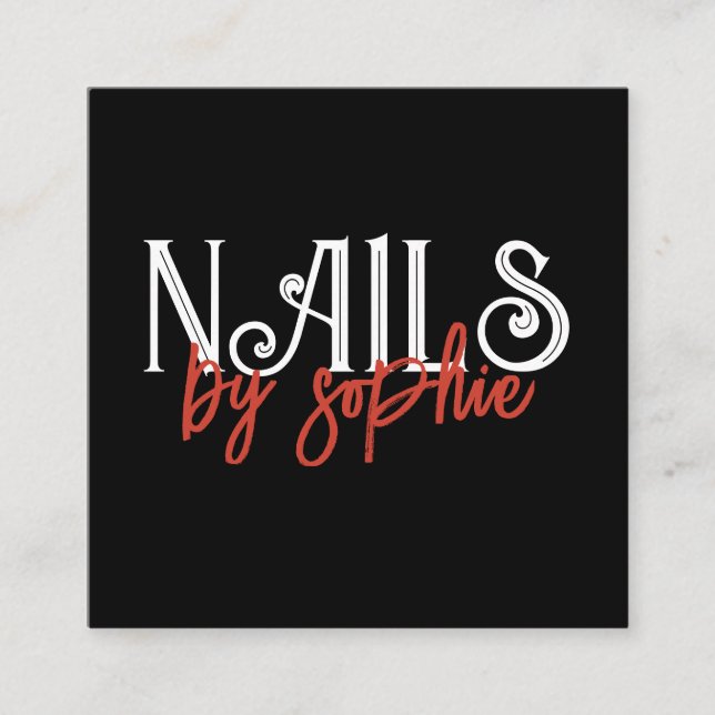 Nail Tech Nail Art Black Quadratische Visitenkarte (Vorderseite)