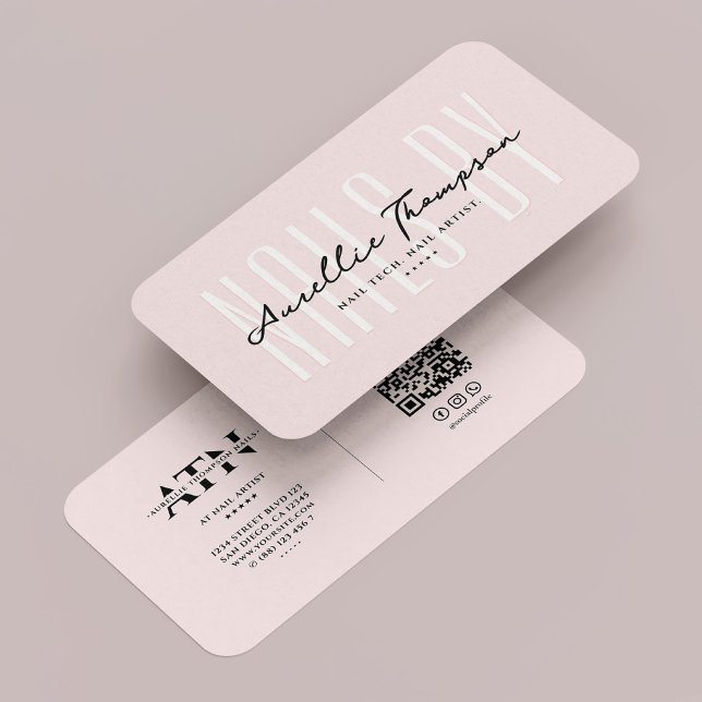 Nail Tech Nail Artist Ästhetisch Pink Moderne Visitenkarte (Nail Tech Nail Artist Aesthetic Pink Modern Business Card
)