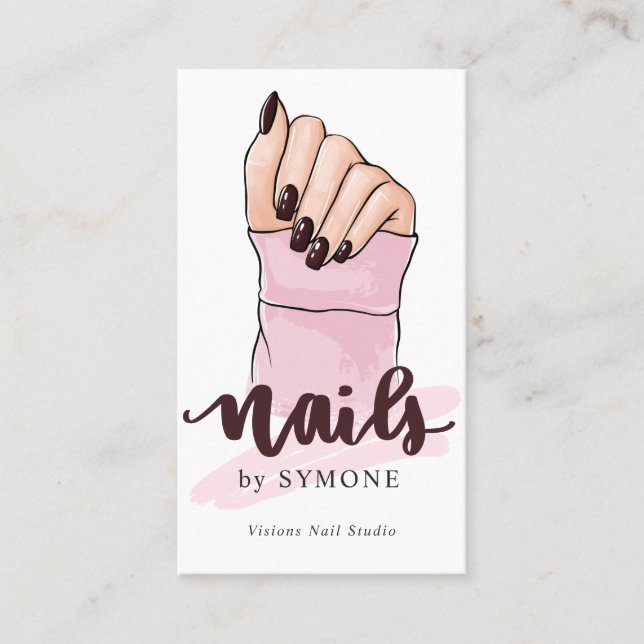 Nail Tech Nail Artist Beauty Salon Blush Pink Busi Visitenkarte (Vorderseite)