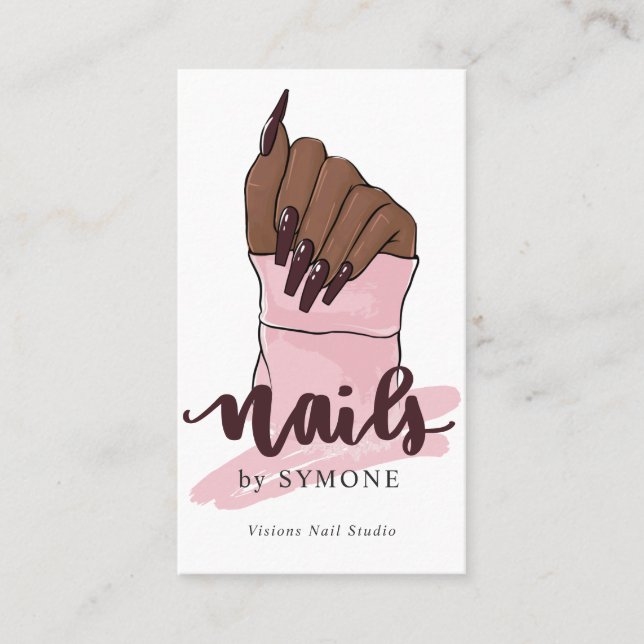 Nail Tech Nail Artist Beauty Salon Blush Pink Logo Visitenkarte (Vorderseite)