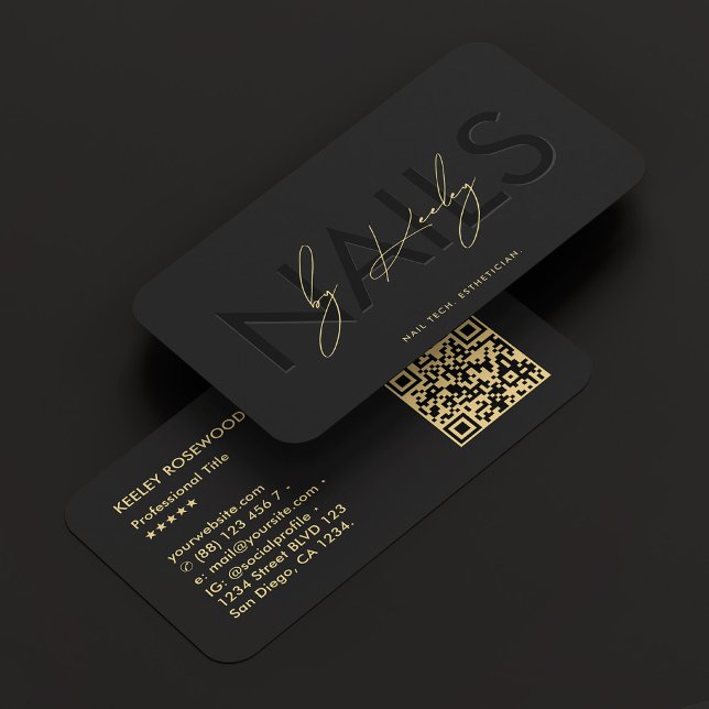 Nail Tech Nail Artist Manicurist Black Modern Visitenkarte (Nail Tech Nail Artist Manicurist Black Modern Business Card
)
