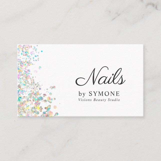 Nail Tech, Nail Artist, Salon Holographic Glitzer Visitenkarte (Vorderseite)