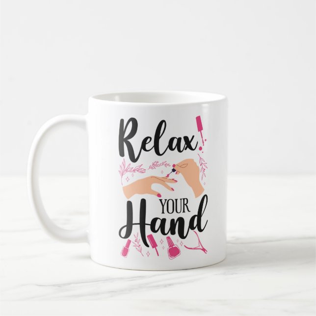 Nail Tech Nail Künstler entspannen Sie sich bei Ih Kaffeetasse (Links)