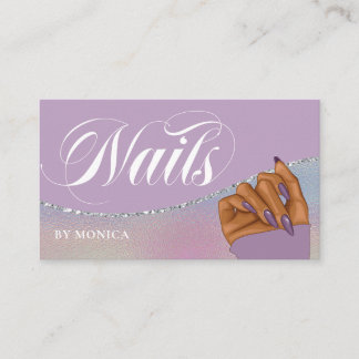 Nail Tech, Nail Salon Lila Elegante Business Card Visitenkarte
