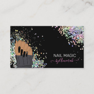 Nail Tech Nail Shop Holographic Glitzer Business C Visitenkarte