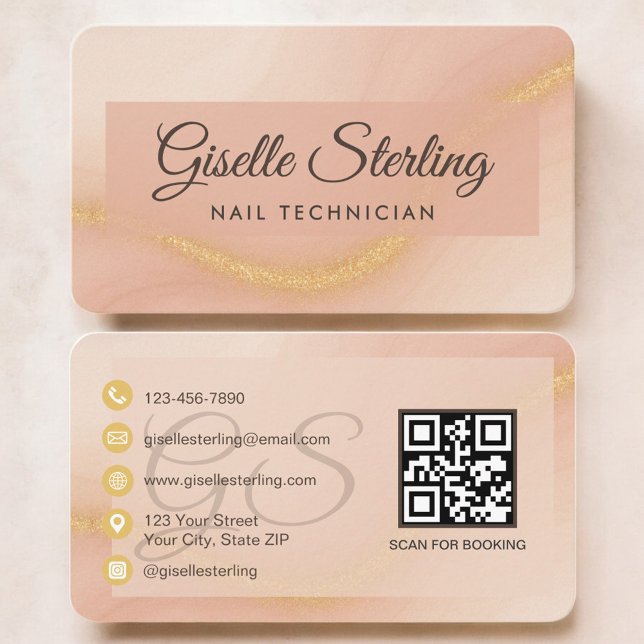 Nail Tech Neutral Terracotta QR Code Visitenkarte (Von Creator hochgeladen)