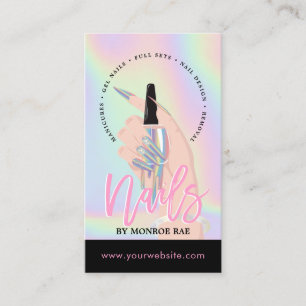 Nail Tech oder Stylist Nail Salon Holographic Busi Visitenkarte