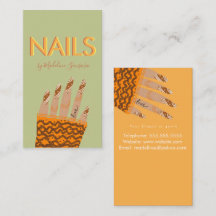 Nail Tech Orange Triple Lettering Hands