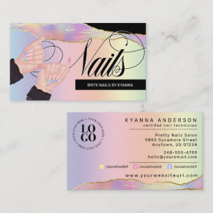 Nail Tech/Salon Holographic Rainbow - Benutzerdefi Visitenkarte