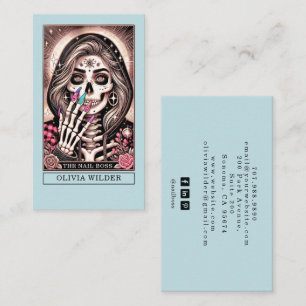 Nail Tech Tarot Card Blue Business Card Visitenkarte