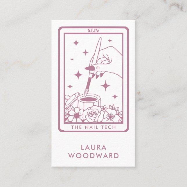 Nail Tech Tarot Card Dusty Pink Visitenkarte (Vorderseite)
