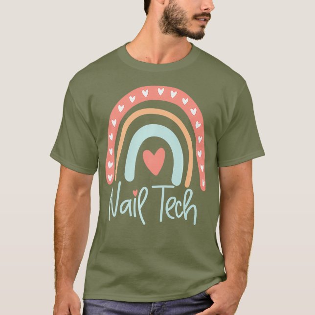 Nail Tech Technician Manicurist Boho Rainbow T-Shirt (Vorderseite)