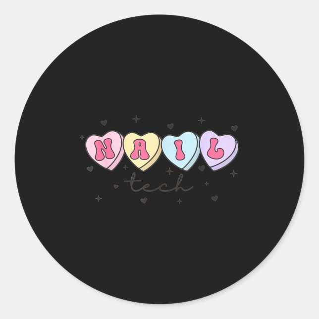 Nail Tech Valentine's Day Heart Manicurist Cosmeto Runder Aufkleber (Vorderseite)