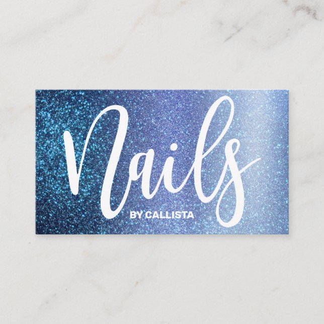 Nail Technician Aqua Baby Blue Triple Glitzer Visitenkarte (Vorderseite)