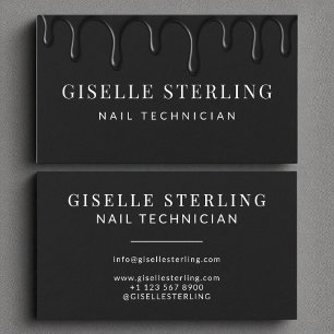 Nail Technician Black Dripping Luxe Visitenkarte