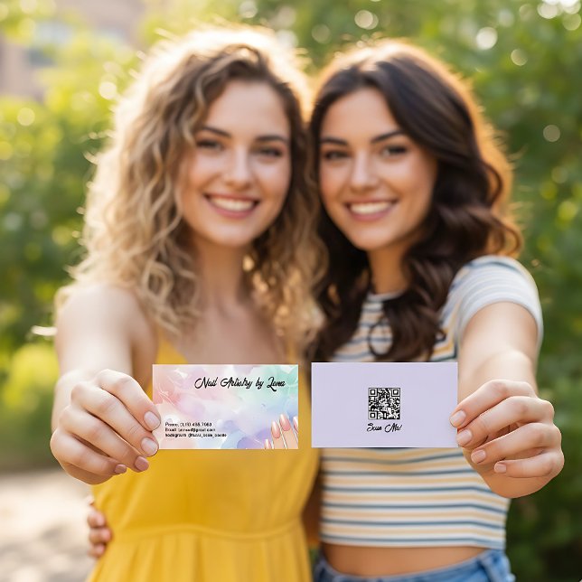 Nail Technician Custom QR Visitenkarte (Nail Technician QR Business Cards)